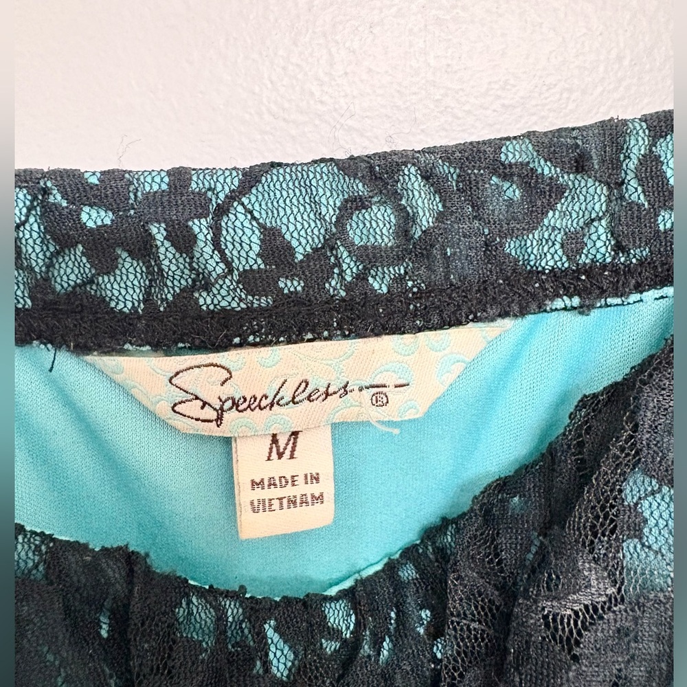 Speechless Black and Teal Lace Dress - Picture 2 of 11